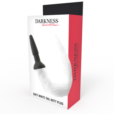 DARKNESS&trade; - PLUG ANAL DE SILICONE COM CAUDA BRANCA - D-222198 - Dona Pimenta