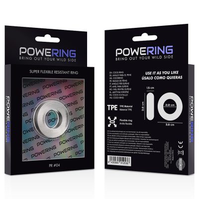 POWERING&trade;- ANEL PARA PÊNIS SUPER FLEXÍVEL E RESISTENTE 3,8CM PR04 TRANSPARENTE - D-225447 - Dona Pimenta