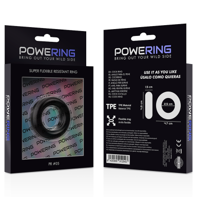 POWERING&trade;- ANEL PARA PÊNIS SUPER FLEXÍVEL E RESISTENTE 4,8CM PR05 PRETO - D-225448 - Dona Pimenta