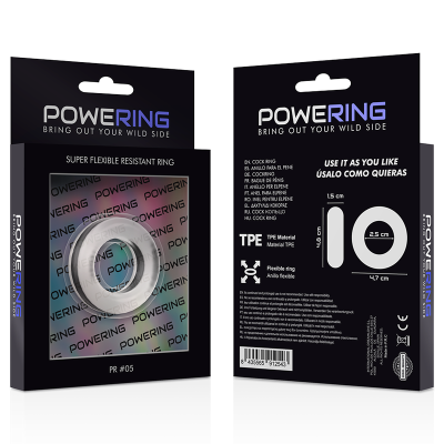 POWERING&trade;- ANEL PARA PÊNIS SUPER FLEXÍVEL E RESISTENTE 4,8CM PR05 TRANSPARENTE - D-225449 - Dona Pimenta