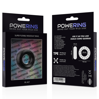 POWERING&trade;- ANEL PARA PÊNIS SUPER FLEXÍVEL E RESISTENTE 4,5CM PR07 PRETO - D-225462 - Dona Pimenta