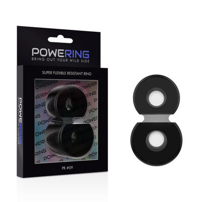 POWERING&trade;- ANEL DUPLO PARA PÉNIS SUPER FLEXÍVEL E RESISTENTE PR09 PRETO - D-225470 - Dona Pimenta