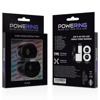 POWERING&trade;- ANEL DUPLO PARA PÉNIS SUPER FLEXÍVEL E RESISTENTE PR09 PRETO - D-225470 - Dona Pimenta