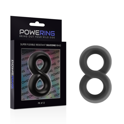 POWERING&trade; - ANEL PARA PÉNIS E TESTÍCULOS SUPER FLEXÍVEL E RESISTENTE PR12 PRETO - D-225472 - Dona Pimenta