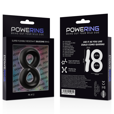 POWERING&trade; - ANEL PARA PÉNIS E TESTÍCULOS SUPER FLEXÍVEL E RESISTENTE PR12 PRETO - D-225472 - Dona Pimenta