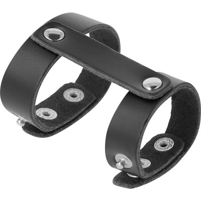 DARKNESS ADJUSTABLE LEATHER PENIS AND TESTICLES RING - D-226731 - Dona Pimenta