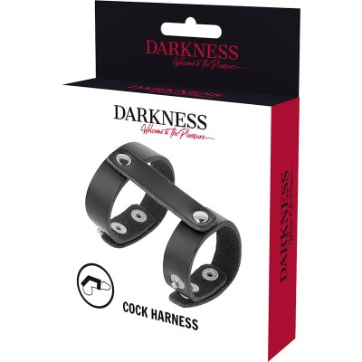 DARKNESS ADJUSTABLE LEATHER PENIS AND TESTICLES RING - D-226731 - Dona Pimenta