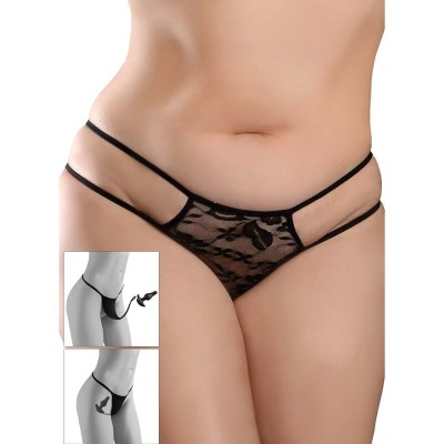 HOOK UP PANTIES - CROTCHLESS PLEASURE PEARLS XL-2XL - D-230565 - Dona Pimenta