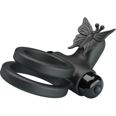 PRETTY LOVE - VIBRADOR DE ANEL DUPLO COM ESTIMULADOR PRETO - D-233397 - Dona Pimenta