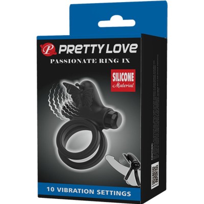 PRETTY LOVE - VIBRADOR DE ANEL DUPLO COM ESTIMULADOR PRETO - D-233397 - Dona Pimenta