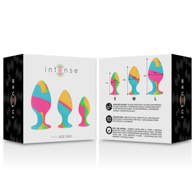 INTENSE - CONJUNTO DE PLUG DE SILICONE MULTICOLORIDO - D-234364 - Dona Pimenta