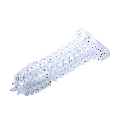 PENIS SLEEVE WITH STIMULATING POINTS CLEAR 14 CM - D57-149022TR - Dona Pimenta