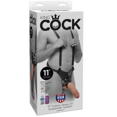 SISTEMA DE SUSPENSÃO KING COCK DE 28 CM HOLLOW STRAP-ON - CARNE - PD5642-21 - Dona Pimenta