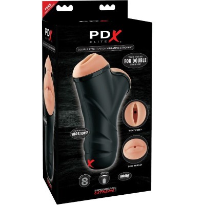 PDX ELITE DOUBLE PENETRATION VIBRATING STROKER - RD508 - Dona Pimenta