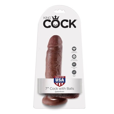 KING COCK 7" GALO CASTANHO COM BOLAS 17,8 CM - PD5506-29 - Dona Pimenta