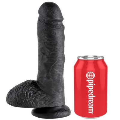 KING COCK 8" GALO PRETO COM BOLAS 20,3 CM - PD5507-23 - Dona Pimenta