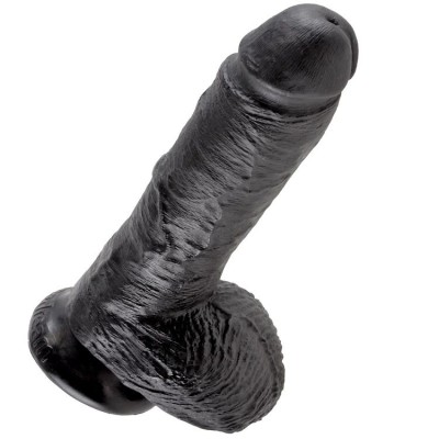 KING COCK 8" GALO PRETO COM BOLAS 20,3 CM - PD5507-23 - Dona Pimenta