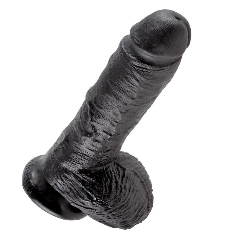 KING COCK 8" GALO PRETO COM BOLAS 20,3 CM - PD5507-23 - Dona Pimenta