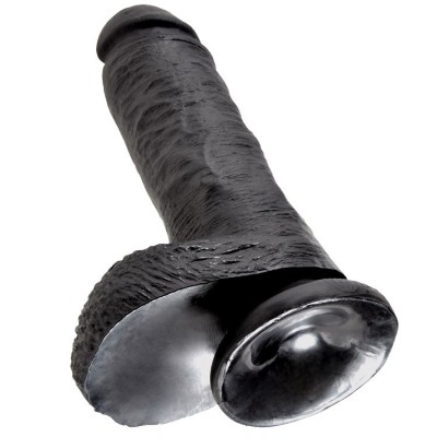 KING COCK 8" GALO PRETO COM BOLAS 20,3 CM - PD5507-23 - Dona Pimenta