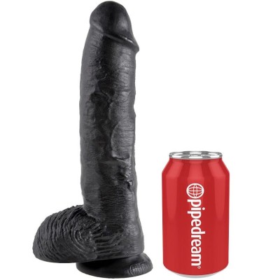 KING COCK 10" GALO PRETO COM BOLAS 25,4 CM - PD5509-23 - Dona Pimenta