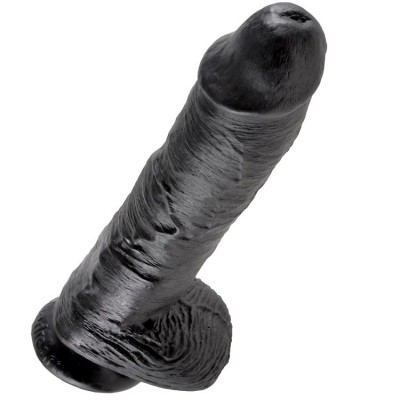 KING COCK 10" GALO PRETO COM BOLAS 25,4 CM - PD5509-23 - Dona Pimenta