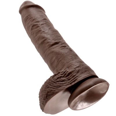 KING COCK 10" GALO CASTANHO COM BOLAS 25,4 CM - PD5509-29 - Dona Pimenta