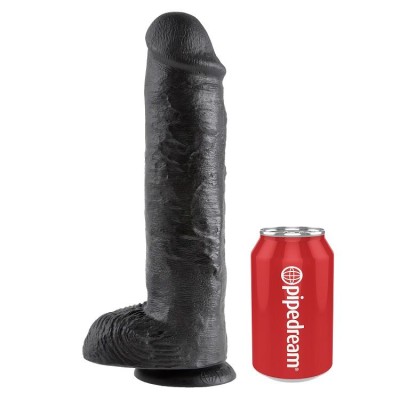 KING COCK 11" GALO PRETO COM BOLAS 28 CM - PD5510-23 - Dona Pimenta