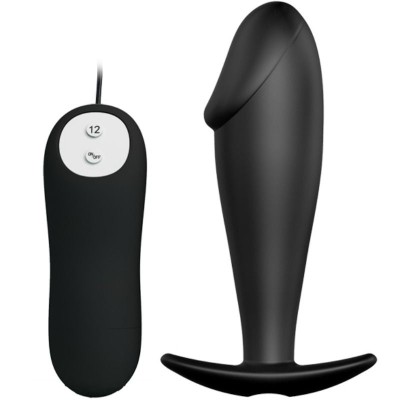 PRETTY LOVE PLUG ANAL SILICONA FORMA PENE Y 12 MODOS VIBRACION - NEGRO - D-211740 - Dona Pimenta