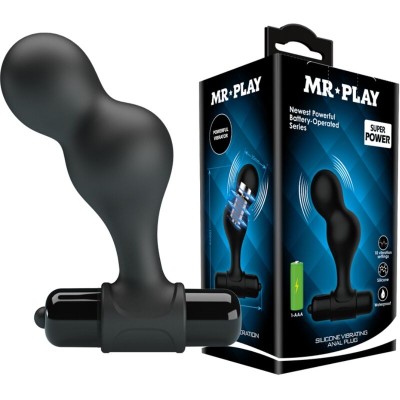 MR PLAY - PLUG ANAL VIBRANTE DE SILICONE PRETO - D-233390 - Dona Pimenta