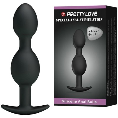 PRETTY LOVE BOLAS ANALES SILICONA 12.5 CM  NEGRO - D-211807 - Dona Pimenta