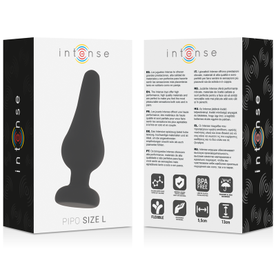 PLUGUE ANAL INTENSO PIPO L SILICONE PRETO 13 CM - D-216041 - Dona Pimenta