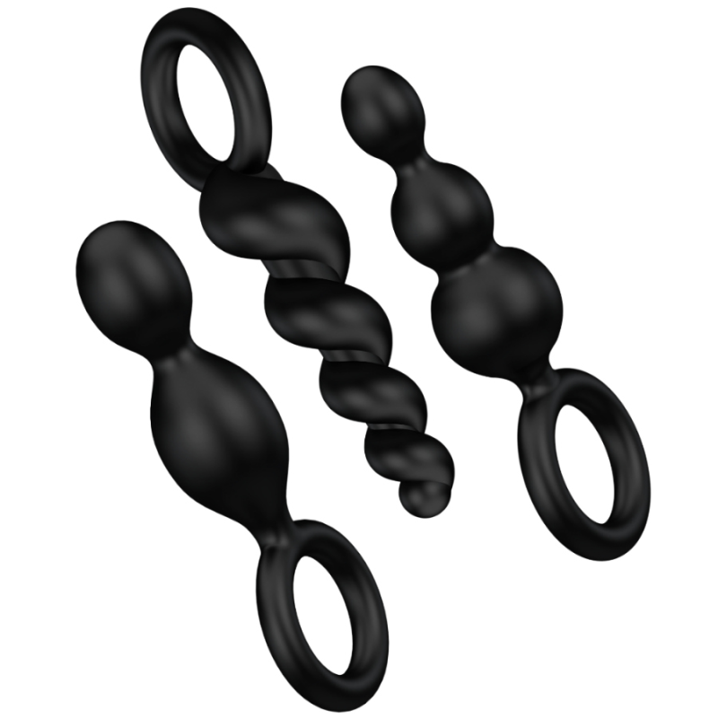 SATISFYER ANAL PLUGS CONJUNTO 3 PCS PRETO - D-218452 - Dona Pimenta