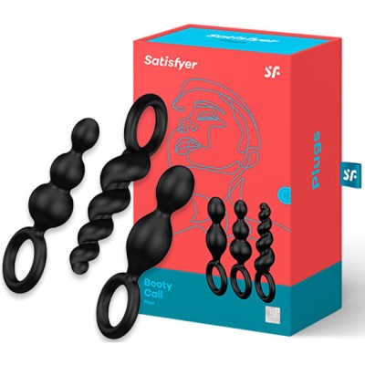 SATISFYER ANAL PLUGS CONJUNTO 3 PCS PRETO - D-218452 - Dona Pimenta