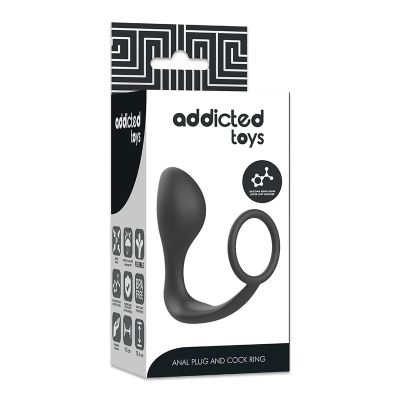 PLUGUE ANAL DE BRINQUEDOS VICIADOS COM ANEL DE SILICONE PRETO - D-227619 - Dona Pimenta