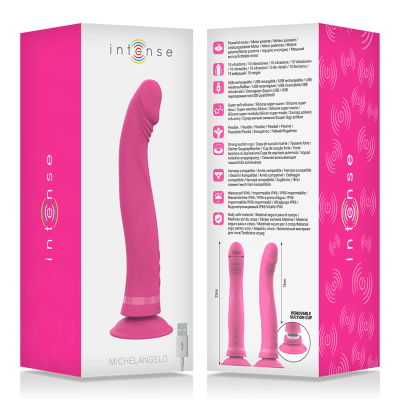 INTENSO - MICHELANGELO DILDO VIBRADOR SILICONE ROSA - D-234764 - Dona Pimenta