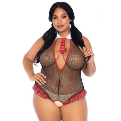 LEG AVENUE SCHOOLGIRL CROTHLESS FITNESS PELUCHE MAIS TAMANHO - D-225844 - Dona Pimenta