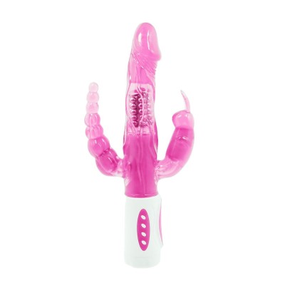 BAILE PRETTY BUNNY TRIPLE VIBRADOR ROTADOR - D-207065 - Dona Pimenta