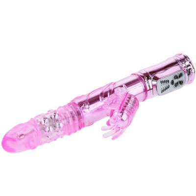 VIBRADOR RECARGABLE CON ROTACION Y ESTIMULADOR THROBBING BUTTERFLY - D-211795 - Dona Pimenta