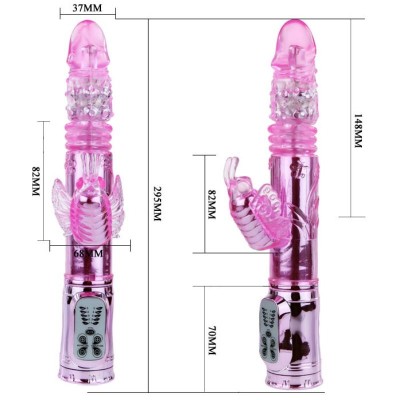 VIBRADOR RECARGABLE CON ROTACION Y ESTIMULADOR THROBBING BUTTERFLY - D-211795 - Dona Pimenta