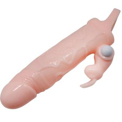 BRAVE MAN FUNDA PENE CON RABBIT VIBRADOR 16.5 CM NATURAL - D-213041 - Dona Pimenta