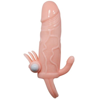 BRAVE MAN FUNDA PENE ANAL Y CLITORIS VIBRADOR 16.5 CM NATURAL - D-213043 - Dona Pimenta