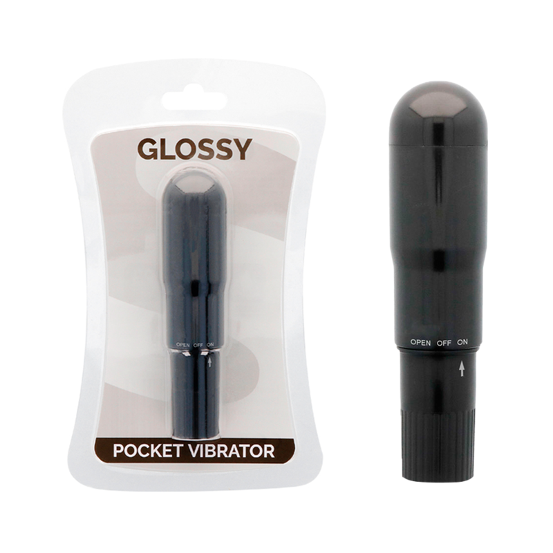 GLOSSY POCKET VIBRADOR NEGRO - D-218363 - Dona Pimenta