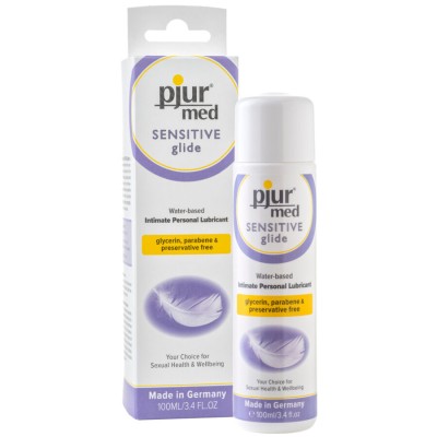 LUBRIFICANTE À BASE DE ÁGUA PJUR MED SENSITIVE GLIDE 100 ML - D-230658 - Dona Pimenta