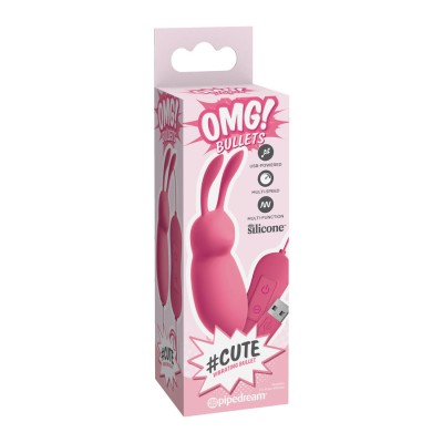 OMG COELHO BONITO PODEROSO PINK VIBRATOR USB - D-223154 - Dona Pimenta