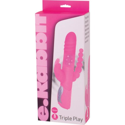 SEVENCREATIONS E RABBIT TRIPLE PLAY - PINK TRIPLE STIMULATION VIBRATOR - D-225252 - Dona Pimenta