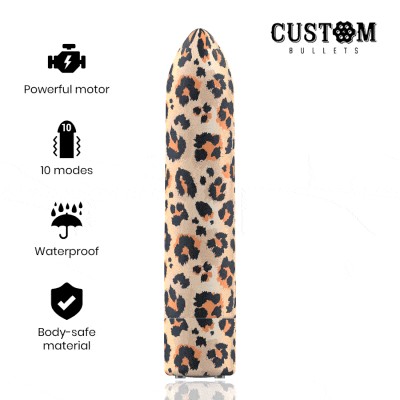 BALAS PERSONALIZADAS BALAS RECARREGÁVEIS LEOPARDO 10 INTENSIDADES - D-225613 - Dona Pimenta