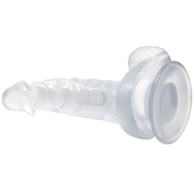 BAILE DILDO REALISTICO CON VENTOSA Y TESTICULOS 16.7 CM TRANSPARENTE - D-226641 - Dona Pimenta