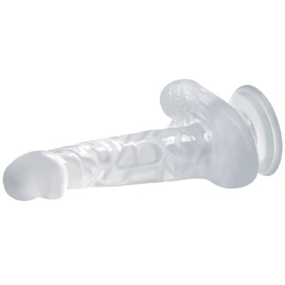 BAILE DILDO REALISTICO CON VENTOSA Y TESTICULOS 16.7 CM TRANSPARENTE - D-226641 - Dona Pimenta