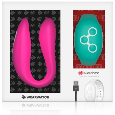 WEARWATCH&trade; - VIBRADOR WATCHME DE TECNOLOGIA DUPLA FÚCSIA / ÁGUA DO MAR - D-227590 - Dona Pimenta