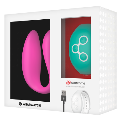 WEARWATCH&trade; - VIBRADOR WATCHME DE TECNOLOGIA DUPLA FÚCSIA / ÁGUA DO MAR - D-227590 - Dona Pimenta